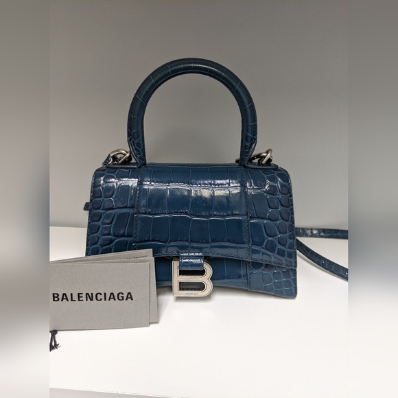 Balenciaga Hourglass Mini Handbag Crocodile Embossed Bag "LIVE SHOW TODAY" - Picture 10 of 15